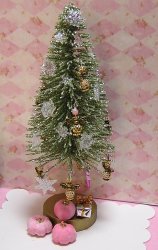 Tree with Angels and snowflakes Pink Pumpkins and gift boxes