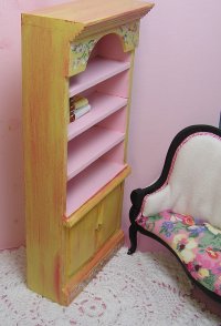 Bookshelf Pink and Yellow hand painted Free Shipping