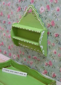 Desk with Chair and Wall shelf Antique Green Free Shipping