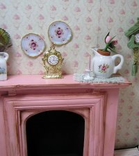 Fireplace Antique pink and mantel Decorations