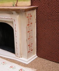 Fireplace hand painted Primitive design Free Shipping