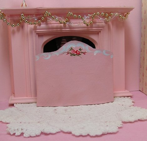 Fireplace Screen Pink floral hand painted Free Shipping