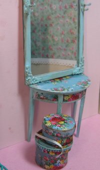 Hall Tree Table Mirror and hat boxes Free Shipping