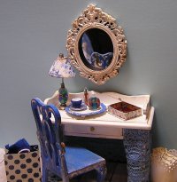 Dressing Table with Blue Chair and accessories