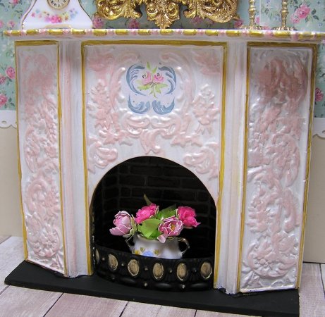 Fireplace Victorian hand painted free shipping