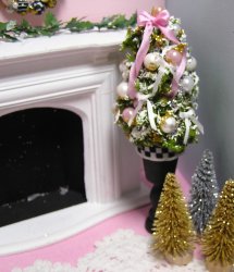 Topiary Pink Ribbon with MacKenzie Child inspired Free Shipping